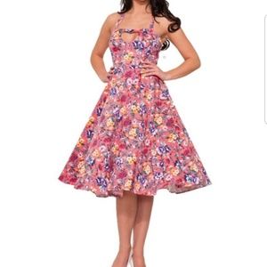 Hearts & Roses floral halter dress size 16